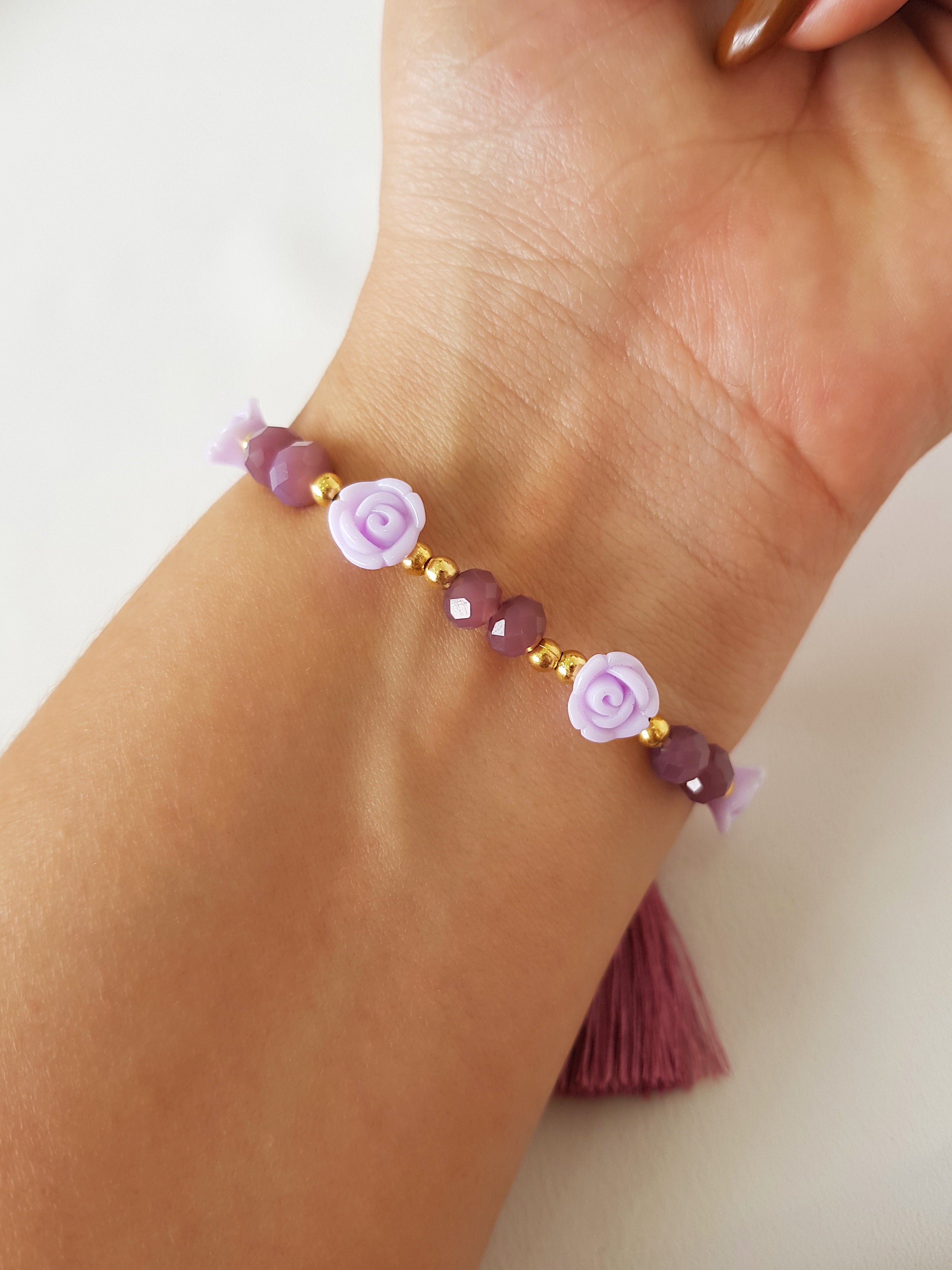 PULSERA ROSITAS LILA