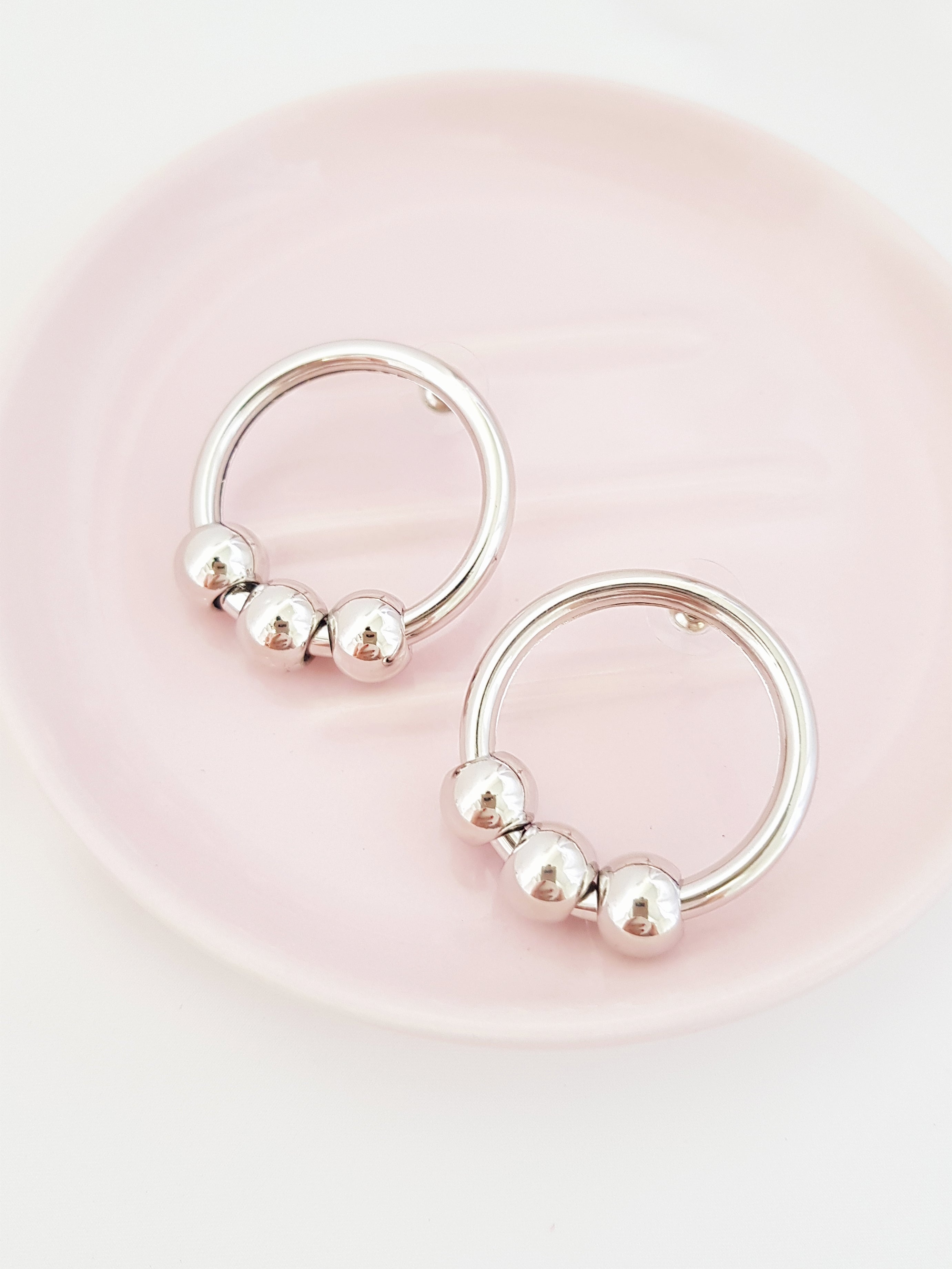 ARETES 3 BALINES SILVER